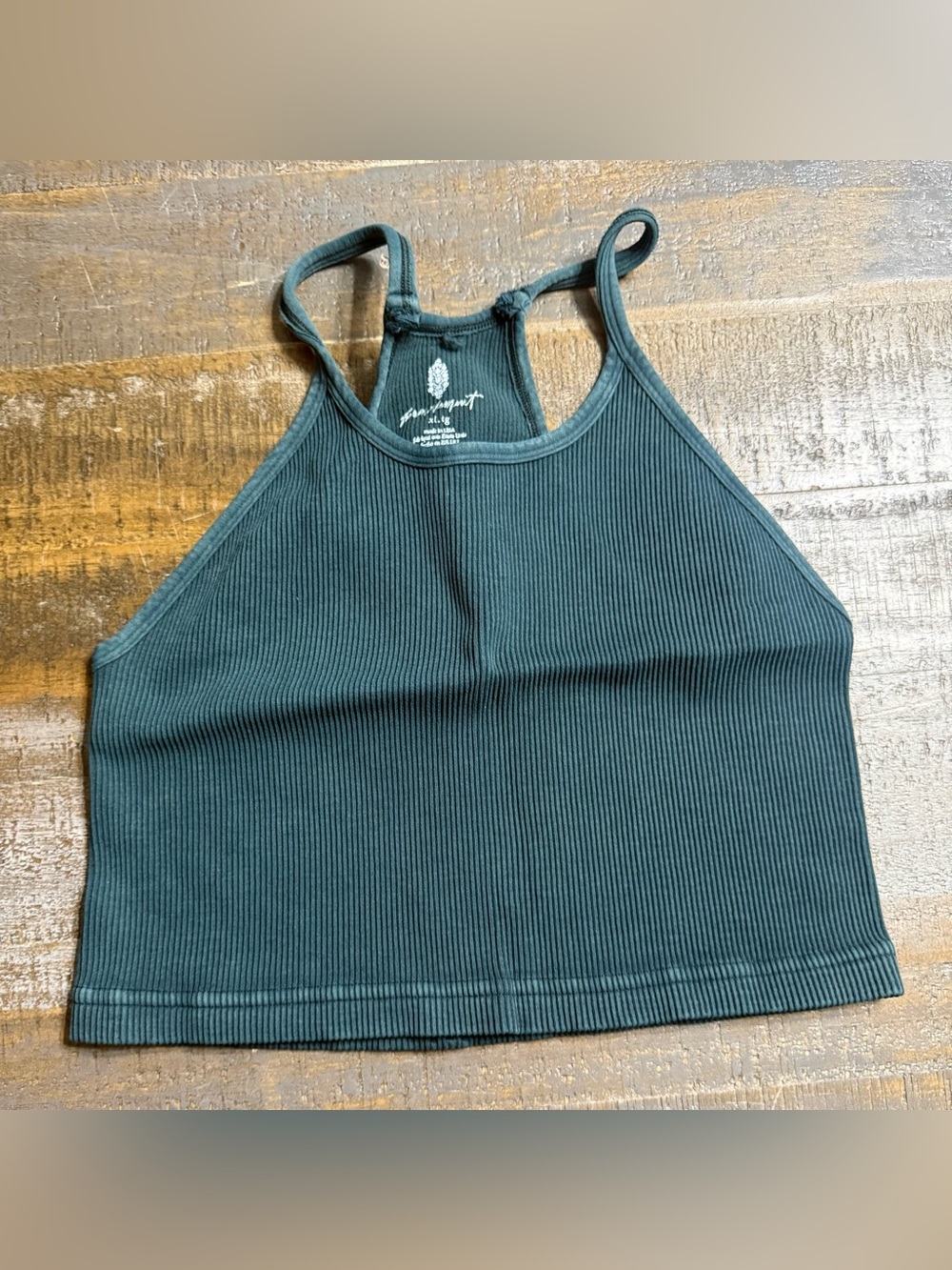 Free People Ribbed Happiness RunsCrop Tank - Green